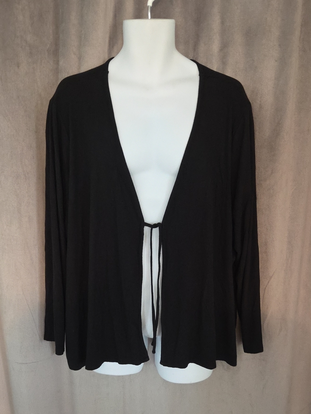 Addition Elle 4X Black Open-Front Tie Cardigan
